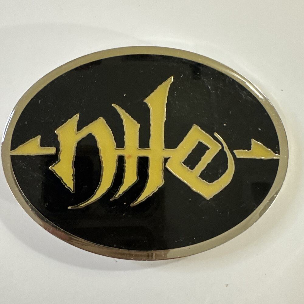 Nile Band Belt Buckle Death Metal Pewter Black Yellow Logo Official Merch 4x3